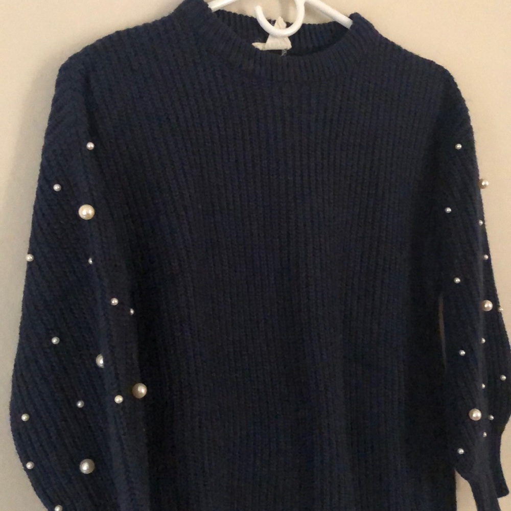 Hayden Girls Sweater with Pearl beaded sleeve - Picture 3 of 8
